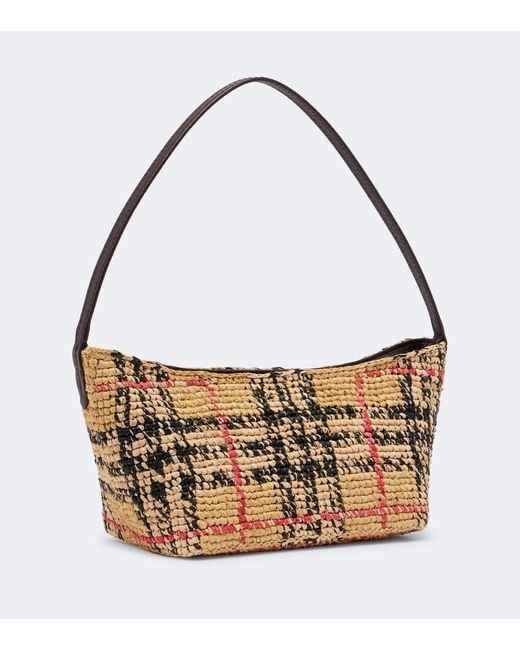 Burberry Metallic Margate Mini Raffia Shoulder Bag