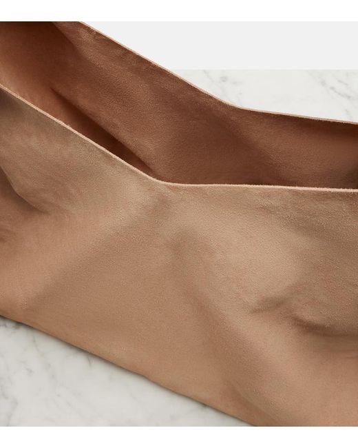 The Row Natural Bindle Three Suede Shoulder Bag