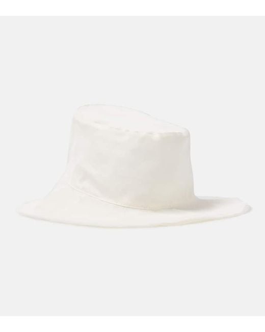 The Row White Sofia Silk Bucket Hat