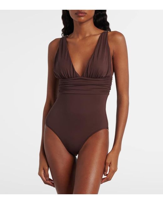Melissa Odabash Purple Panarea Ruched Swimsuit