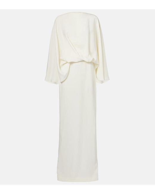 ‎Taller Marmo White Maddalena Draped Crepe Cady Gown