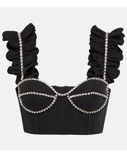 Area Black Poplin Ruffle Bustier