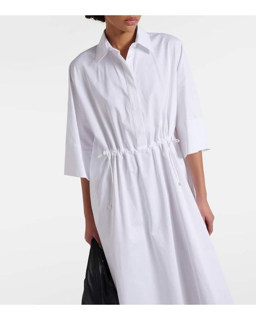 Max Mara White Eulalia Cotton-blend Midi Shirt Dress
