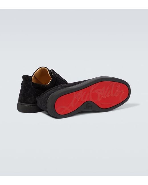 Sneakers Louis Junior in suede di Christian Louboutin in Black da Uomo