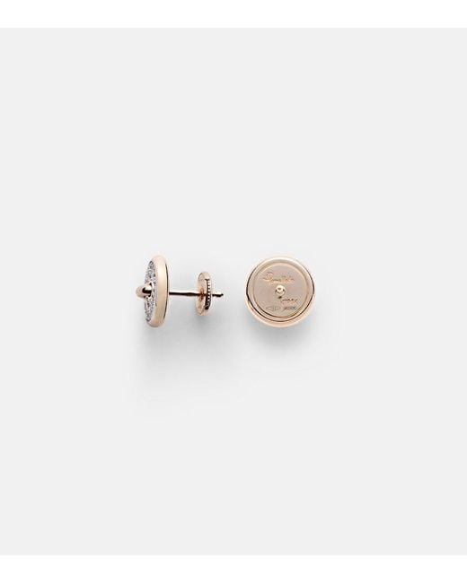 Pomellato White Pom Pom Dot 18Kt Rhodium-Plated Rose Earrings With Diamonds