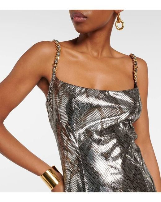 Vestido De Fiesta Con Detalle De Cadena Balmain de color White