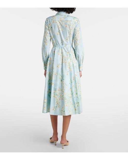 Emilia Wickstead Blue Cotton Floral Emmalyna Midi Dress
