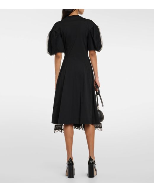 Simone Rocha Black Cotton Midi Dress