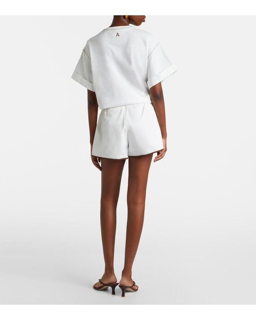 ALÉMAIS White Scuba Patch-Applique Cotton Shorts