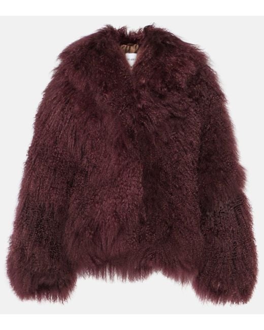 The Attico Purple Faux Fur Cropped Coat