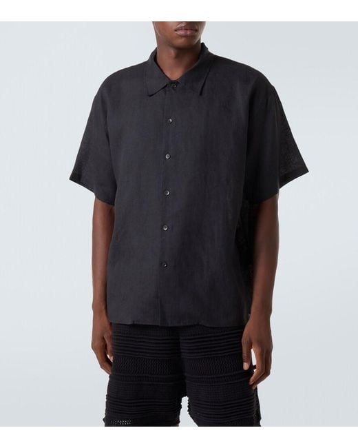 Commas Black Oversized Linen Shirt for men