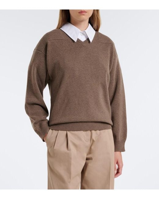 Jil Sander Brown Wool-Blend Sweater