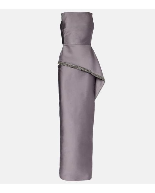 Roland Mouret Purple Crystal-Embellished Taffeta Gown