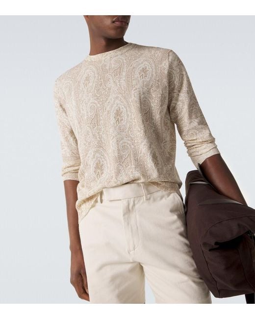 Etro Natural Cotton And Silk Sweater for men