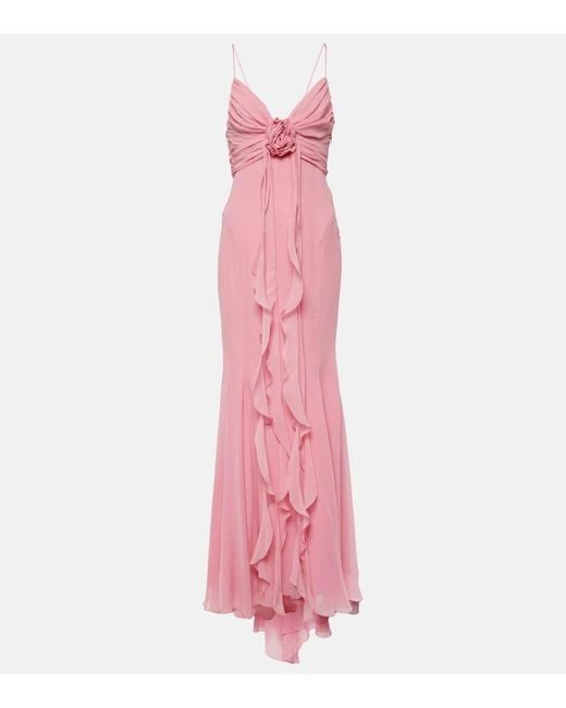 Vestido de fiesta de georgette de seda Blumarine de color Pink