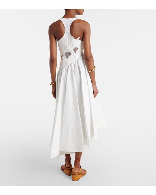Zimmermann White Luna Patch-Applique Cotton Midi Dress