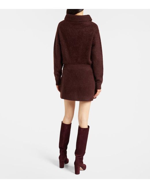 Dorothee Schumacher Red Fluffy Statement Wool-Blend Miniskirt