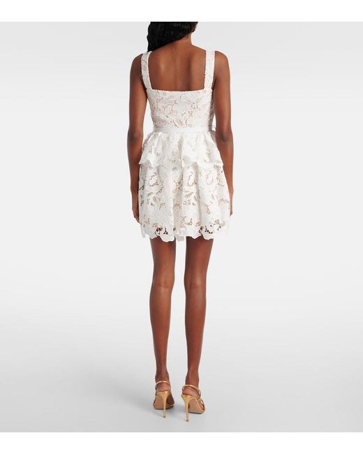 Self-Portrait Natural Scalloped Tiered Lace Minidress