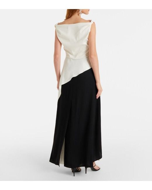 Proenza Schouler Black Daliah Draped Crepe Satin Maxi Dress