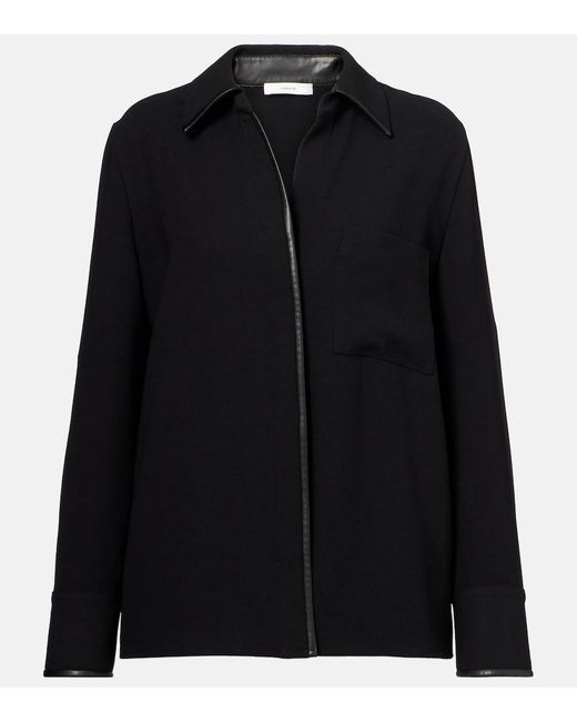 Vince Black Faux Leather-Trimmed Shirt