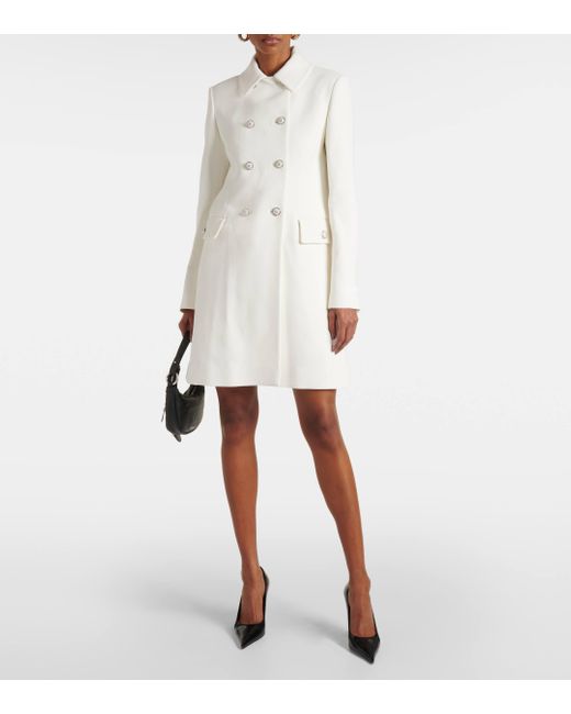 Versace White Double-breasted Crepe Coat