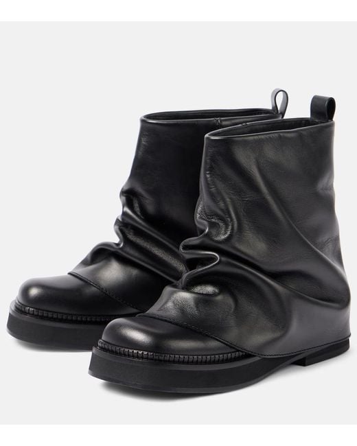 The Attico Black Robin Leather Ankle Boots