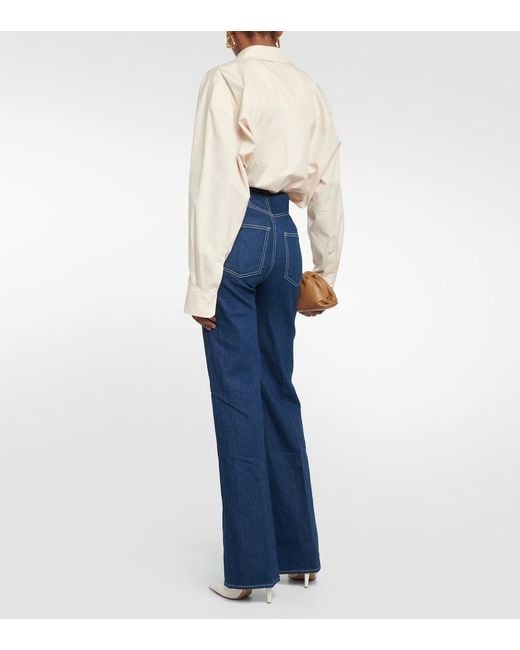Veronica Beard Blue Crosbie High-Rise Wide-Leg Jeans