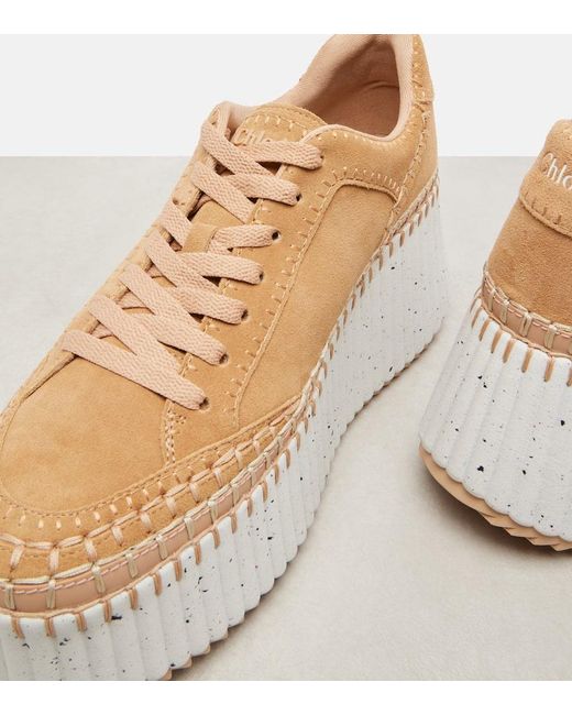 Chloé Natural Nama Suede Platform Sneakers