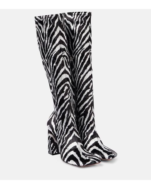 AMINA MUADDI Black Marine Stretch 95 Velvet Knee-High Boots