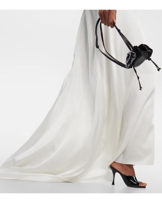 Magda Butrym White Rosette Embellished Slip Gown