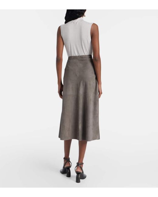 Max Mara Brown Suede Midi Skirt