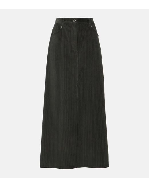 Brunello Cucinelli Green Cotton Corduroy Maxi Skirt