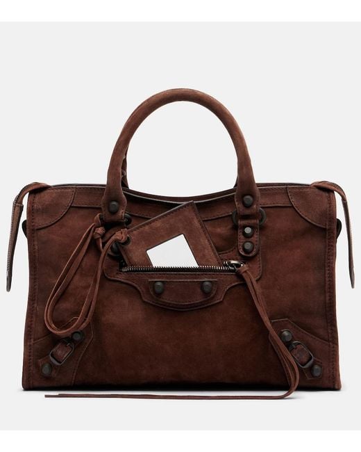 Balenciaga Brown Le City Small Suede Top-Handle Bag