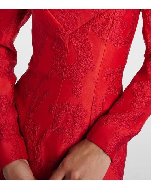 Emilia Wickstead Red Off-Shoulder-Maxikleid Zarith Aus Boucle