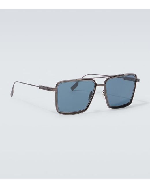Zegna Blue Square Sunglasses for men