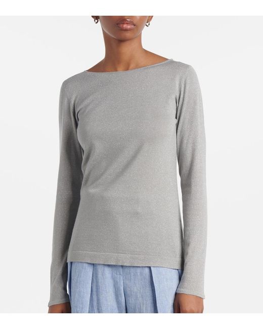 Brunello Cucinelli Gray Sparkling Cashmere And Silk-Blend Sweater