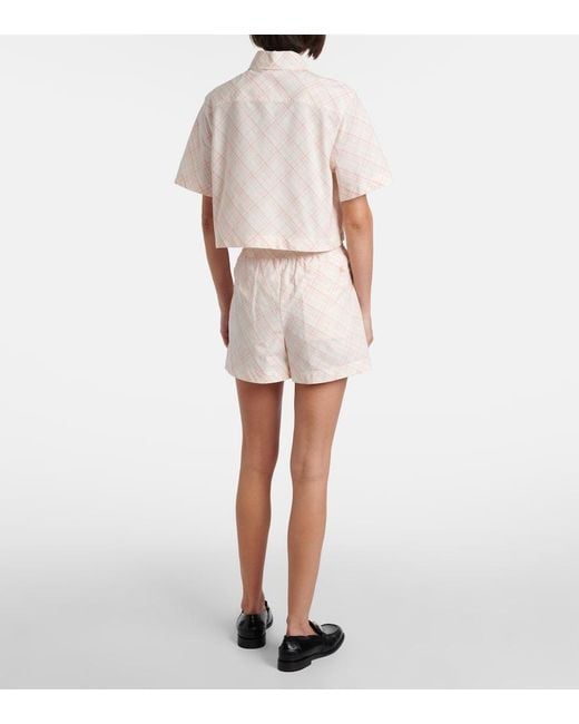 Burberry Natural Check Cotton Shorts