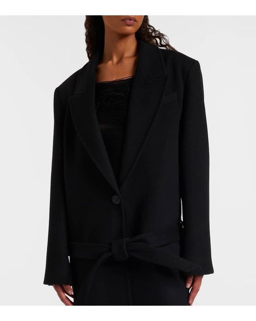 The Attico Black Wool-Blend Twill Coat