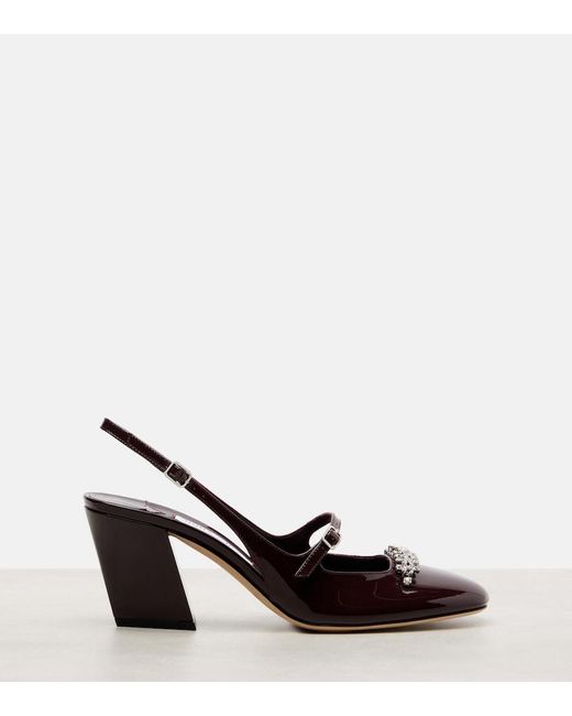 Jimmy Choo Brown Belinda 70 Patent Leather Slingback Pumps
