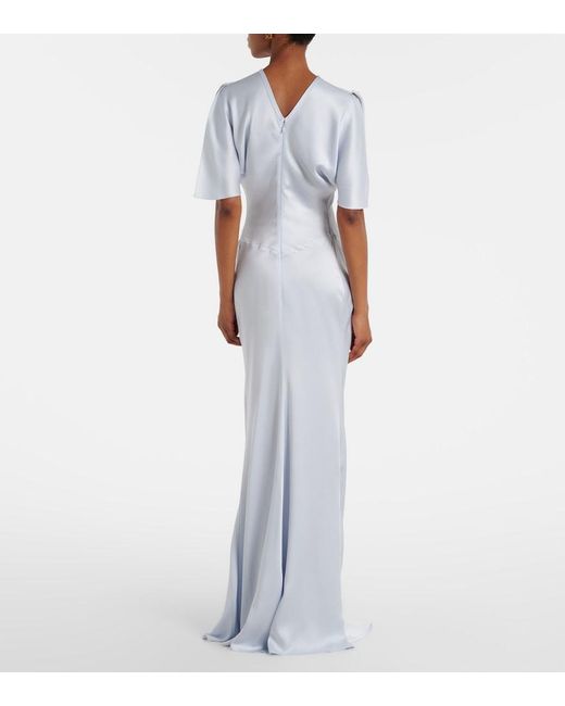 Victoria Beckham White Gathered Satin Gown