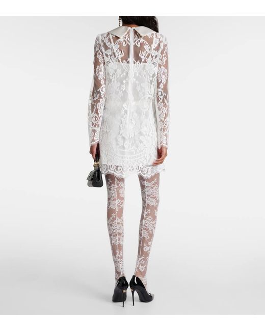 Dolce & Gabbana White Strumpfhose aus Spitze
