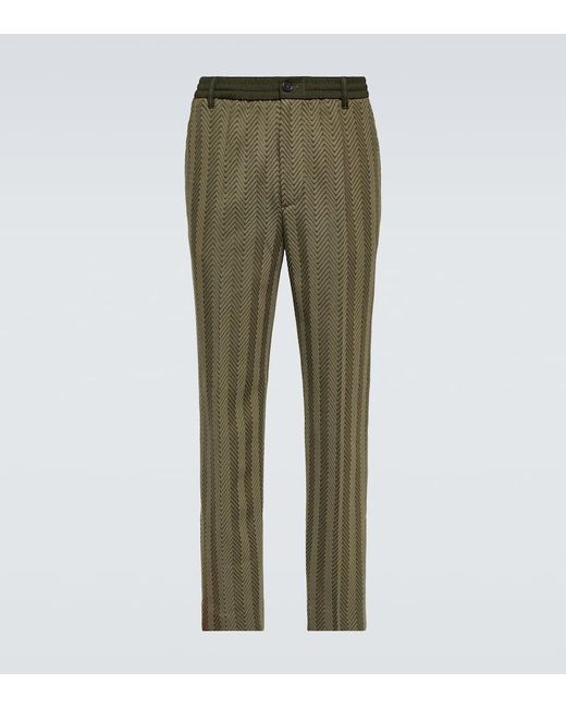 Missoni Green Zig Zag Cotton-blend Straight Pants for men