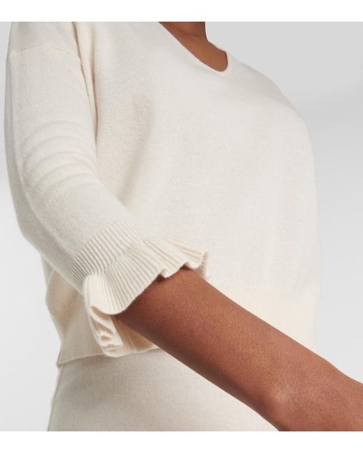 Jardin Des Orangers Natural Frill-Trimmed Wool And Cashmere Sweater