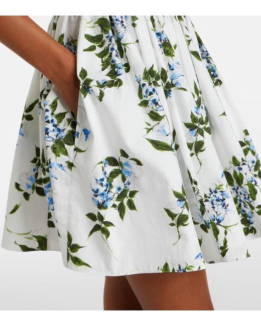 Emilia Wickstead White Eglantine Floral Belted Cotton Minidress