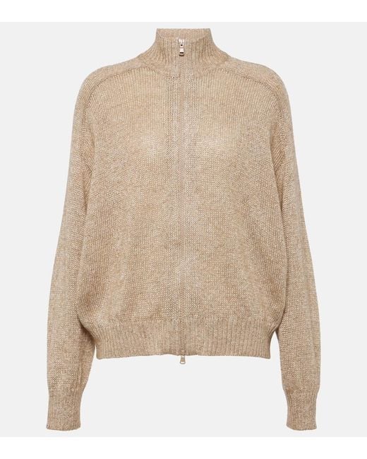 Brunello Cucinelli Natural Zip-Up Cardigan