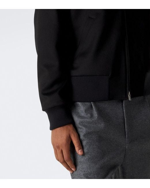 Lardini Black Virgin Wool Bomber Jacket for men