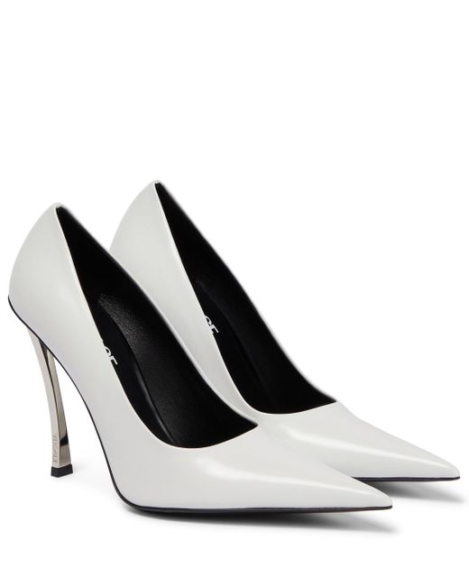 Versace Pin-point Leather Pumps in White | Lyst Canada