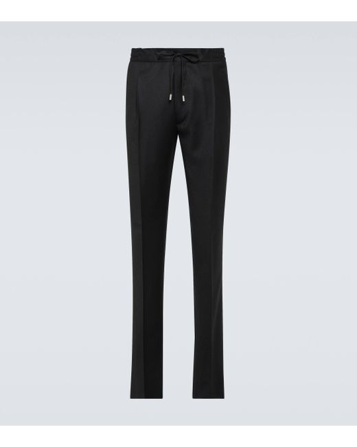 Lardini Black Wool And Cashmere-blend Slim Pants for men