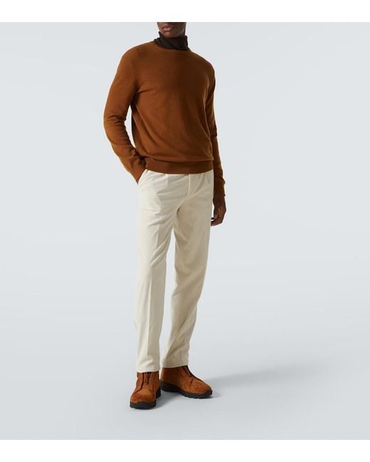 Zegna Brown Triple Stitch Vetta Suede Sneakers for men