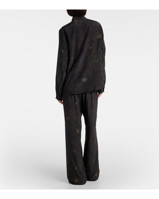 Dries Van Noten Black Floral Silk Shirt